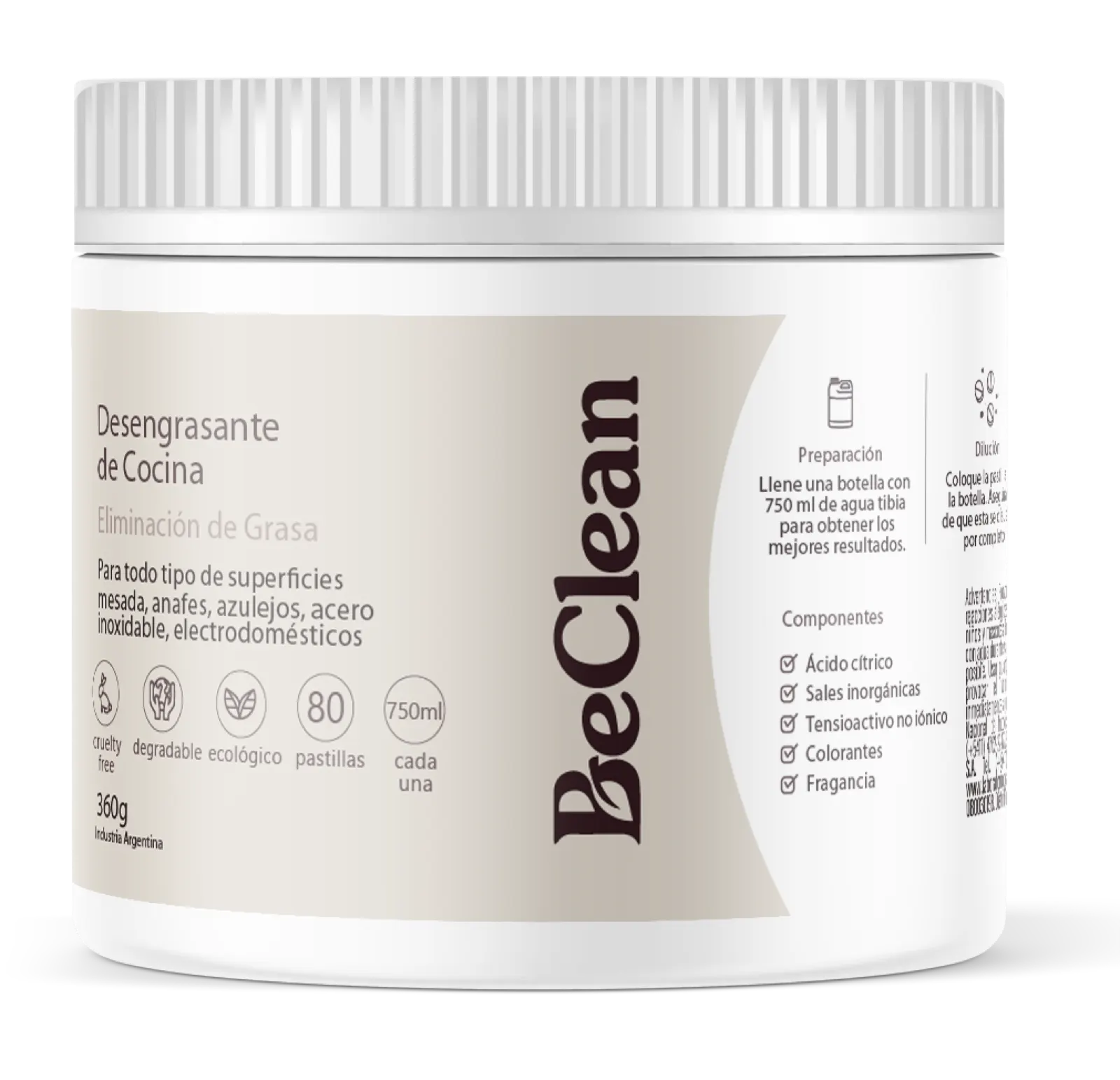 Pote de pastillas Desengrasante de Cocina BeClean